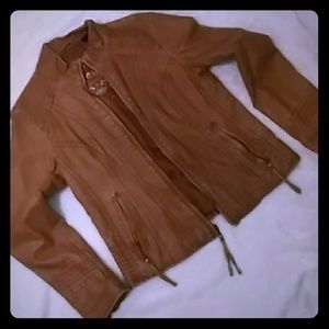 Big chill "vintage" camel brown leather jacket